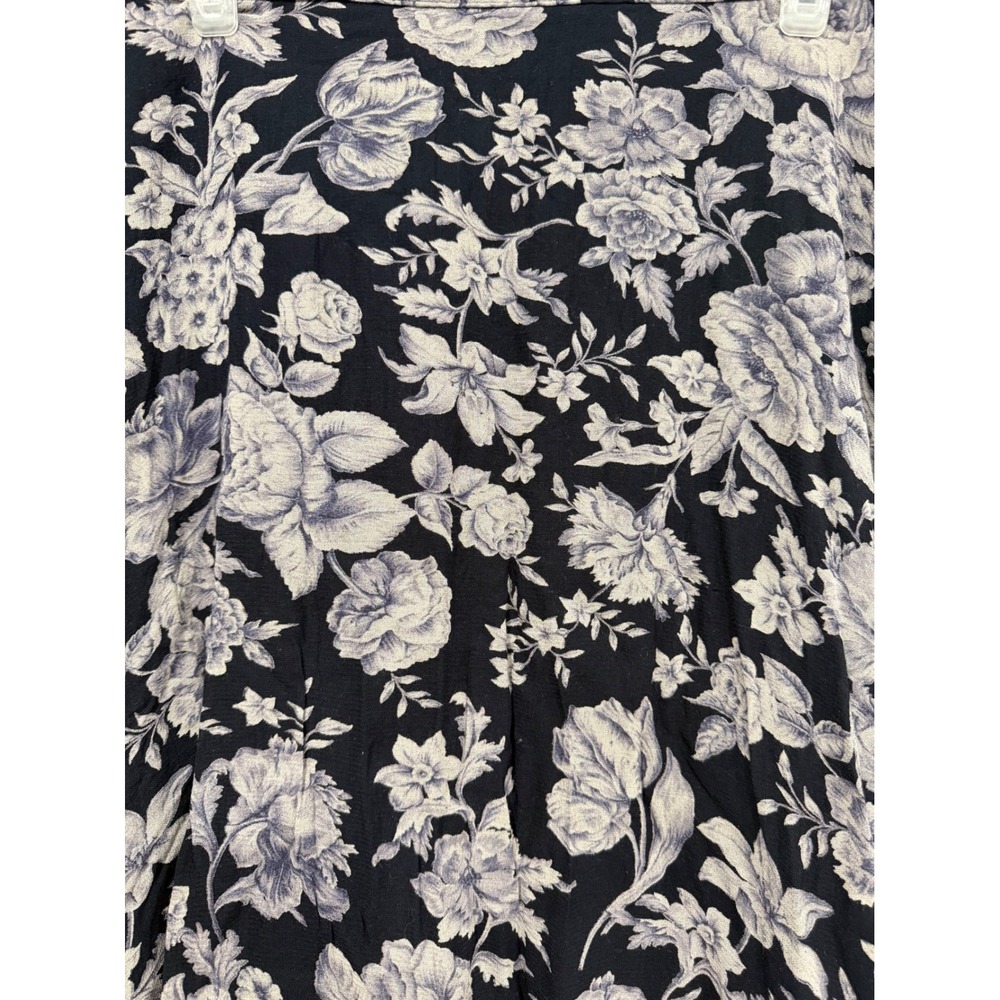 VTG Laura Ashley Floral Midi Skirt Navy Wool Blend 10 90s Cottagecore Whimsigoth - Picture 3 of 7